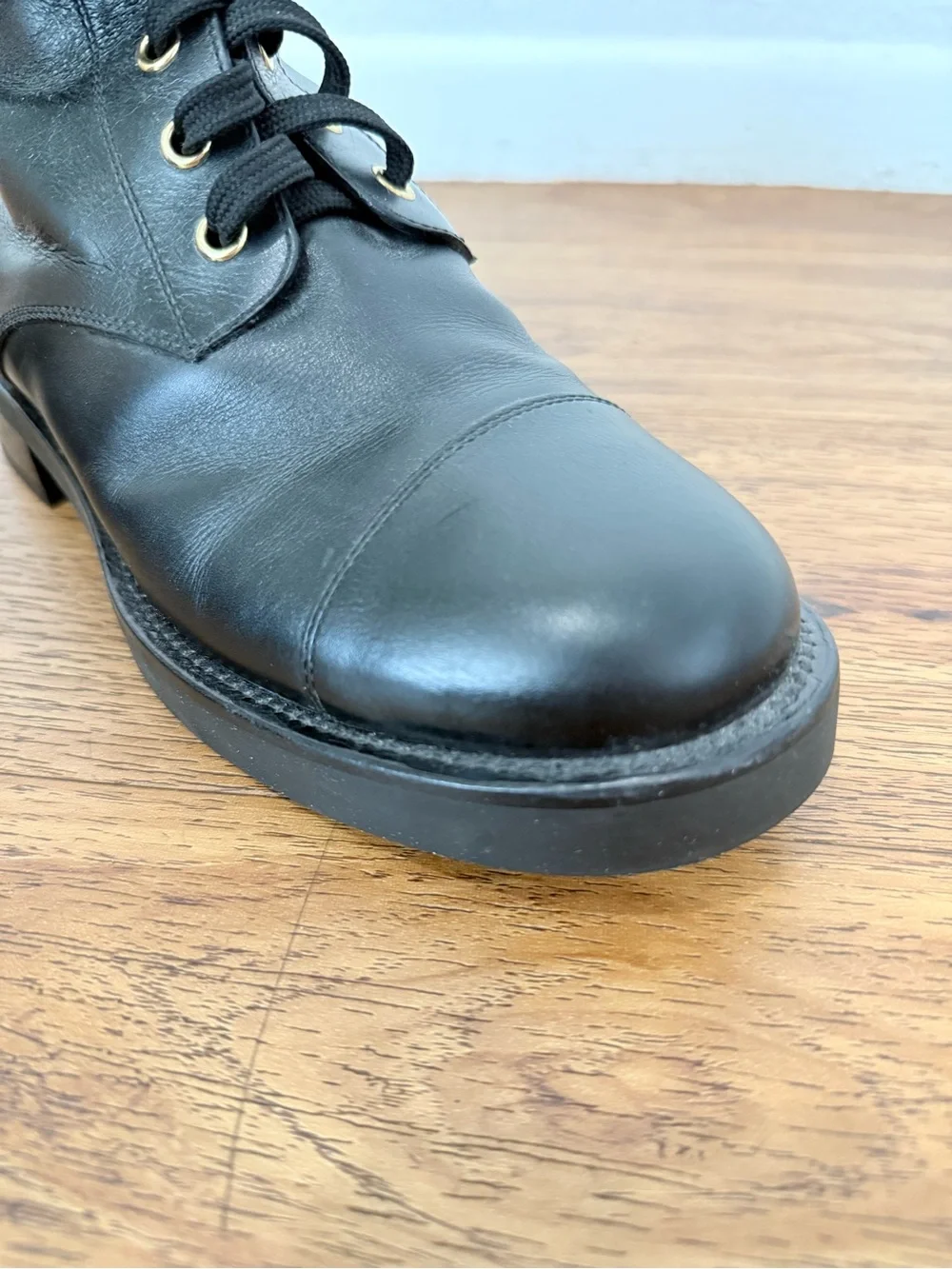 Louis Vuitton Wonderland Flat Ranger Black Leather Combat Boots EU 38 / US 8